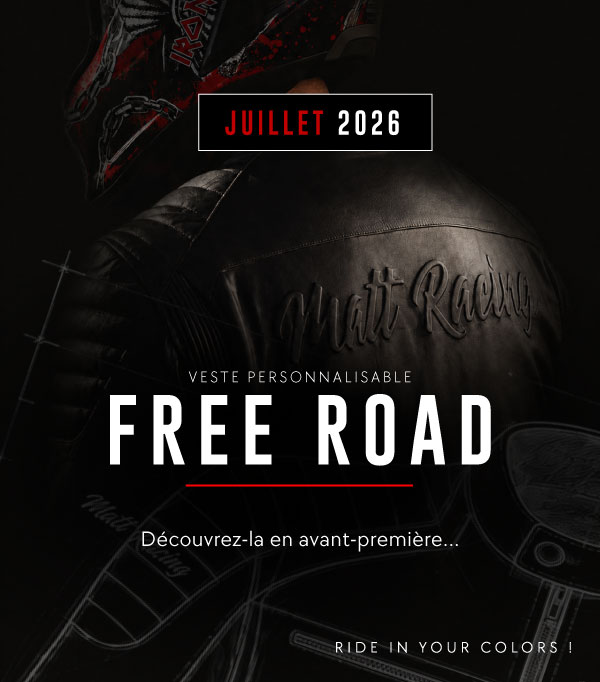 Veste FREE ROAD - cuir moto personnalisable - sortie officielle en Juillet 2026